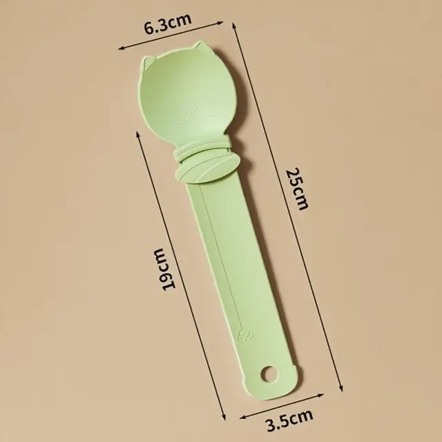Cat Treat Spoon, Squeezer for Cat Puree Snacks, Cat Strip Feeding Spoon—Green