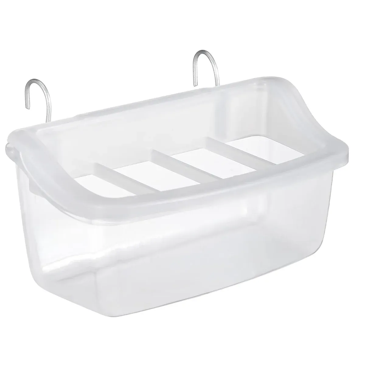 Clear Bird Feeder Box Parrot Food Dispenser Cage Sink Container Hanging Supplies image 2