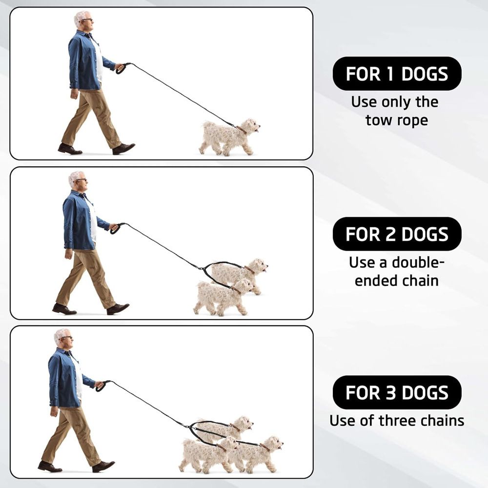 Green 3-in-1 Tangle-Free Dog Leash for 1-3 Dogs - Heavy Duty Bungee Coupler with… image 3