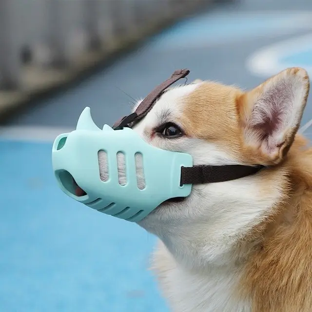 Soft Silicone Rhino Design Dog Muzzle with Adjustable Straps