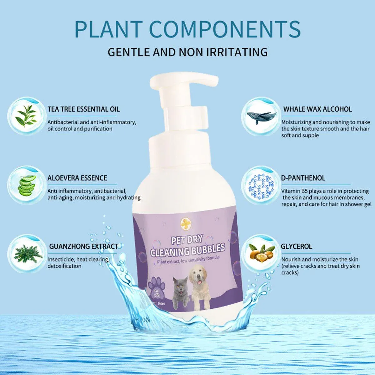 500ml Pet Leave In Dry Cleaning Foam No Rinse Bath Wash for Dogs and Cats image 10