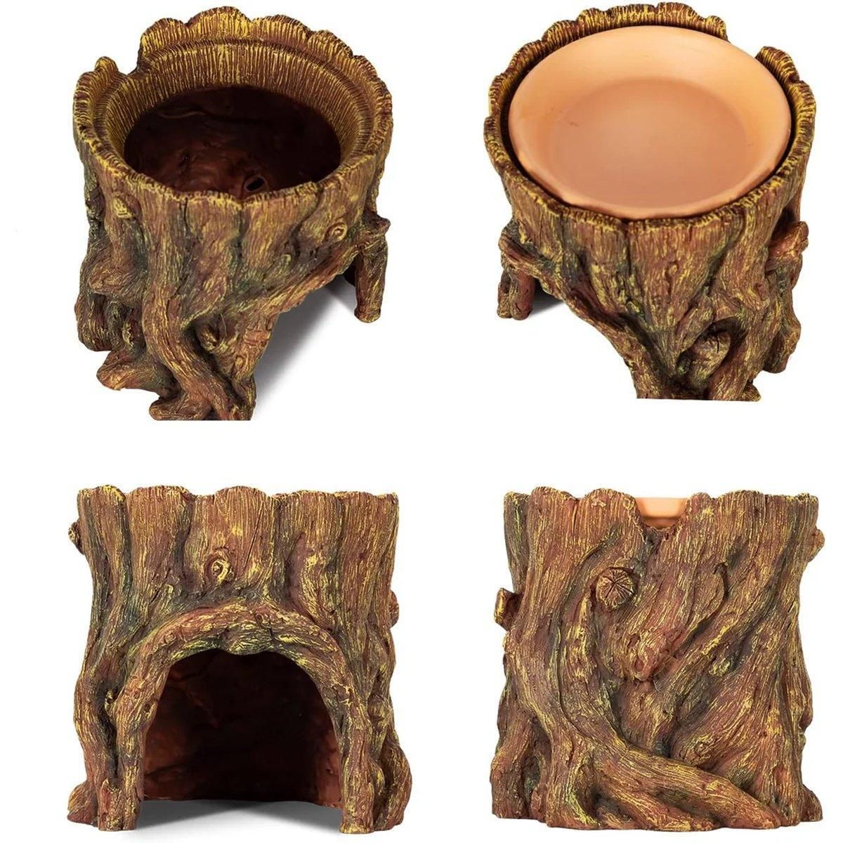 Tree Stump Reptile Cave Lizard Hide Terrarium Cave Home Decor Moisture Keeping image 12