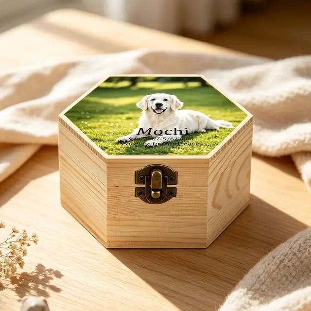 Personalized Wooden Pet Urn for Dog Cat Ashes