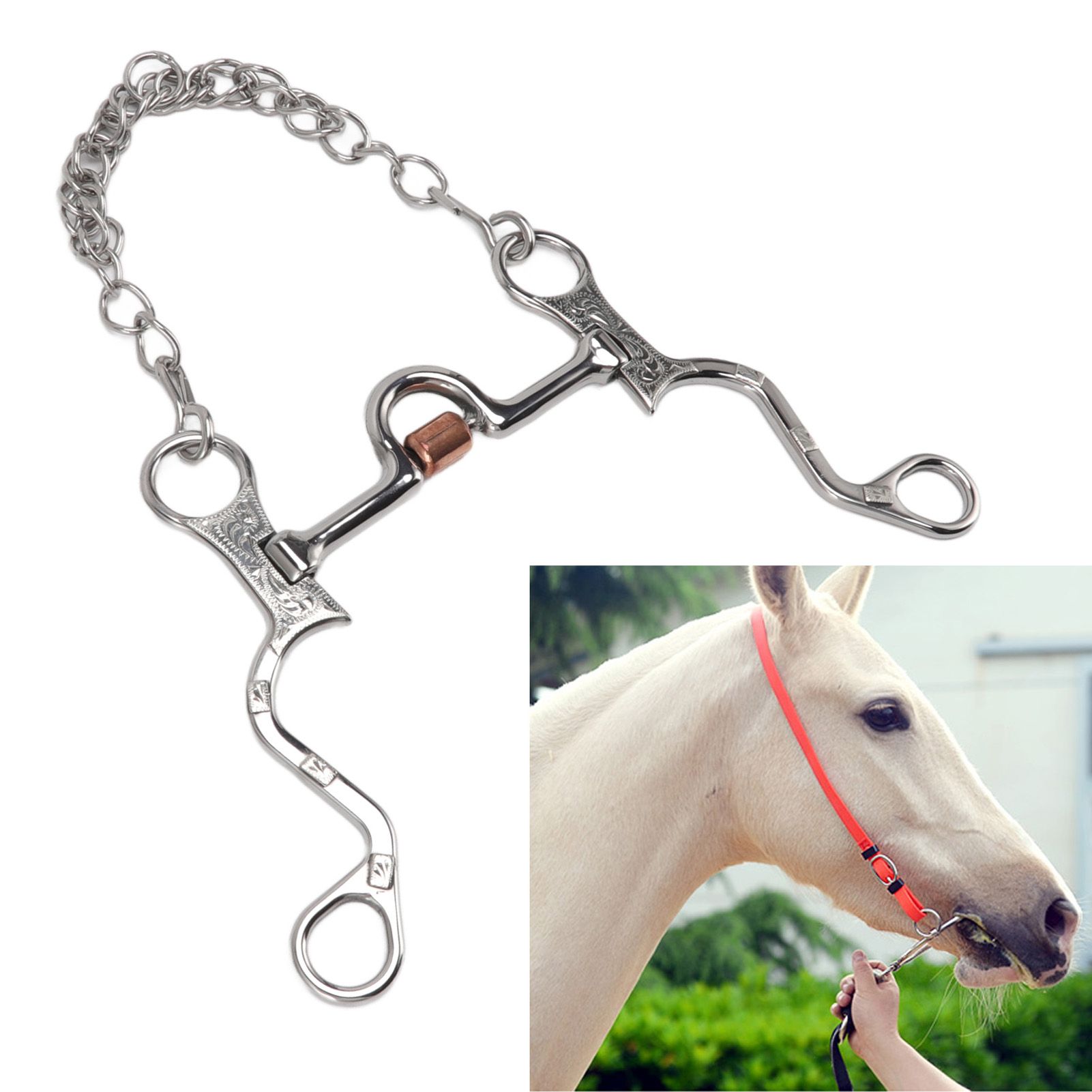 120mm Horse Mouth Snaffle with Chain Stainless Steel Horse Bit for Equestrian Training… image 11