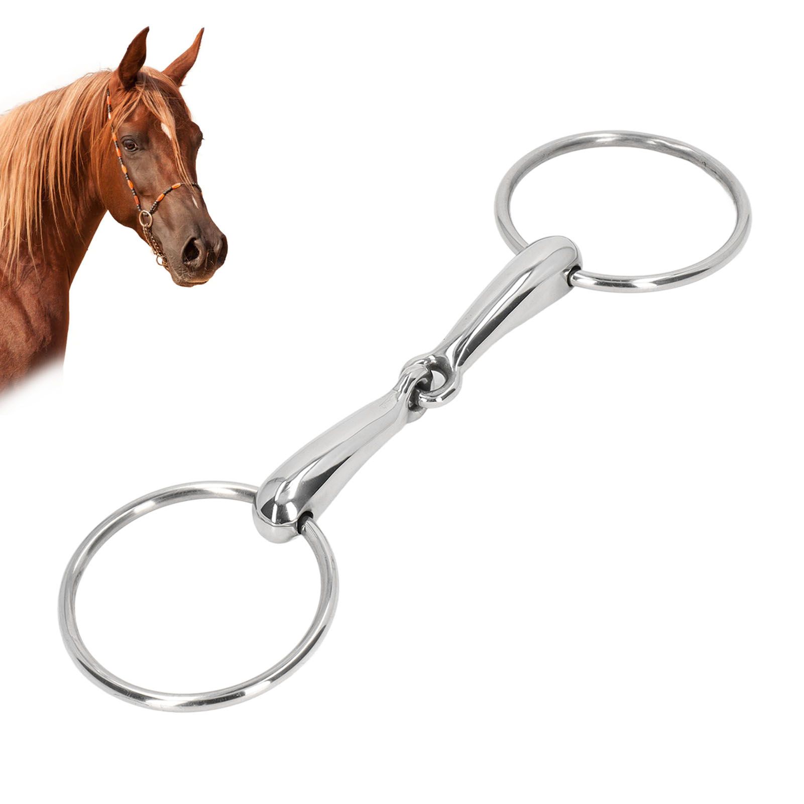 Horse Snaffle Bit Stainless Steel Horse Mouth Bit Jointed Chewing Mouth Roller 135mm image 11