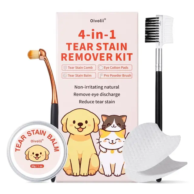 Tear Stain Remover Kit for Dogs & Cats with Tear Stain Comb
