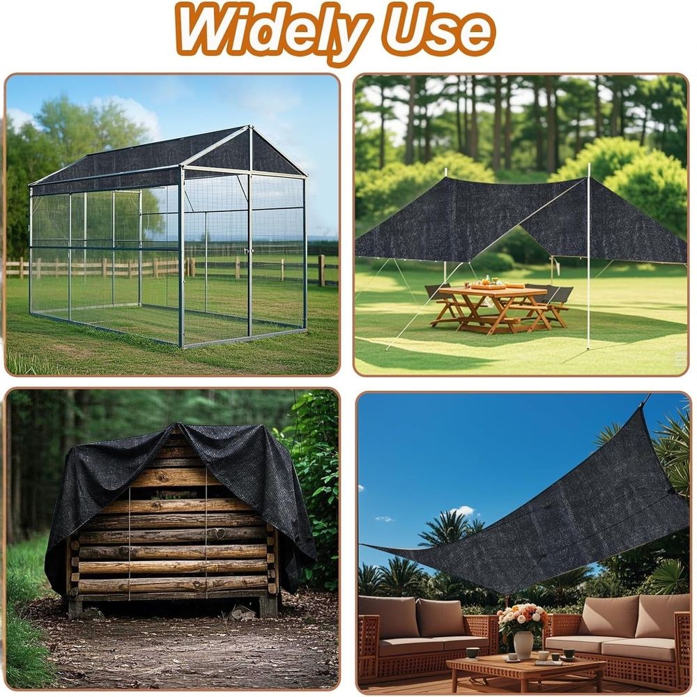 Chicken Coop Cover 90% Sunblock Shade Cloth for Poultry Cages Black Polyethylene UV… image 2