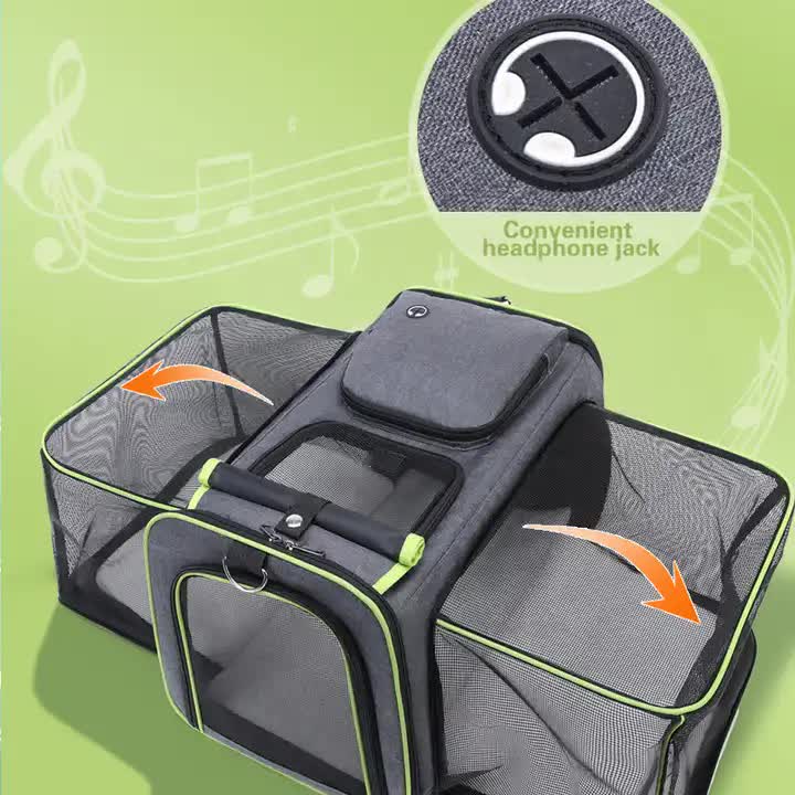 Gray Orange Foldable Portable Pet Carrier Bag - Large Capacity Travel Backpack for… image 3
