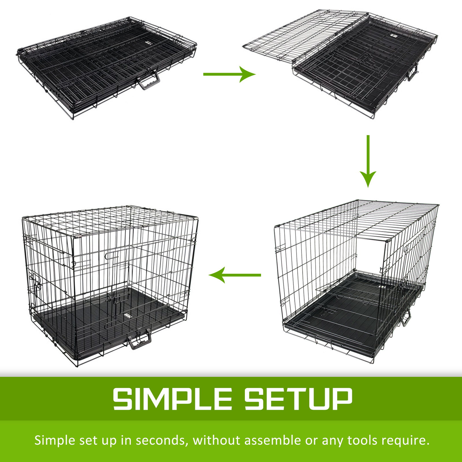 Wire Dog Cage Foldable Crate Kennel 42in with Tray + PINK Cover Combo image 10