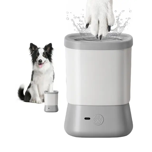 Electric Dog Paw Cleaner for Dogs，2 Speeds Automatic Dog Foot Paw Washer for…, Gray