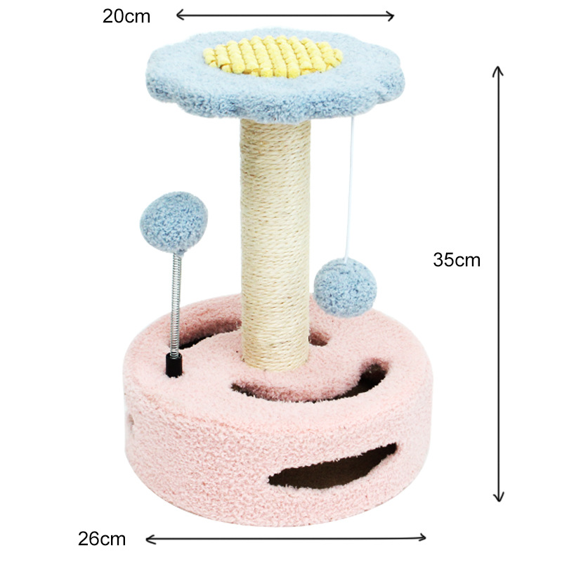 Pink Bold Flower Cat Scratching Post - Interactive Plush & Sisal Cat Toy with Teaser…
