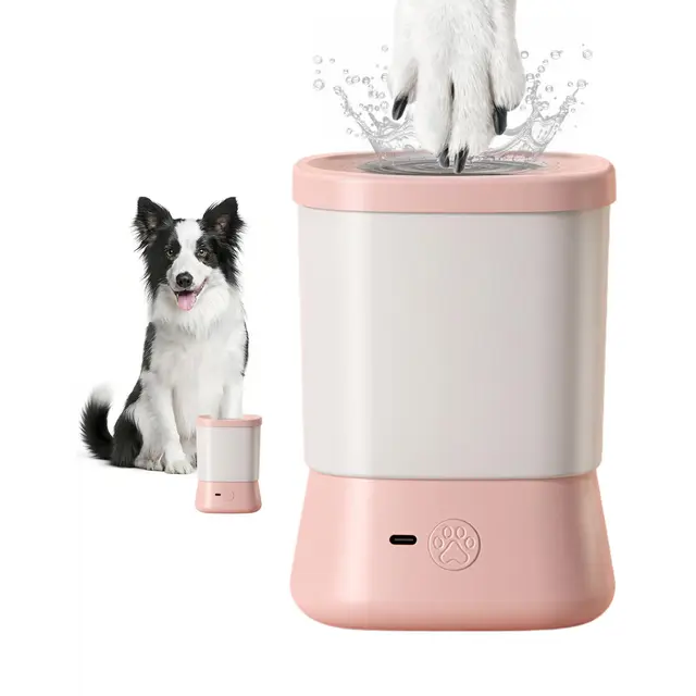 Electric Dog Paw Cleaner for Dogs，2 Speeds Automatic Dog Foot Paw Washer for…, Pink