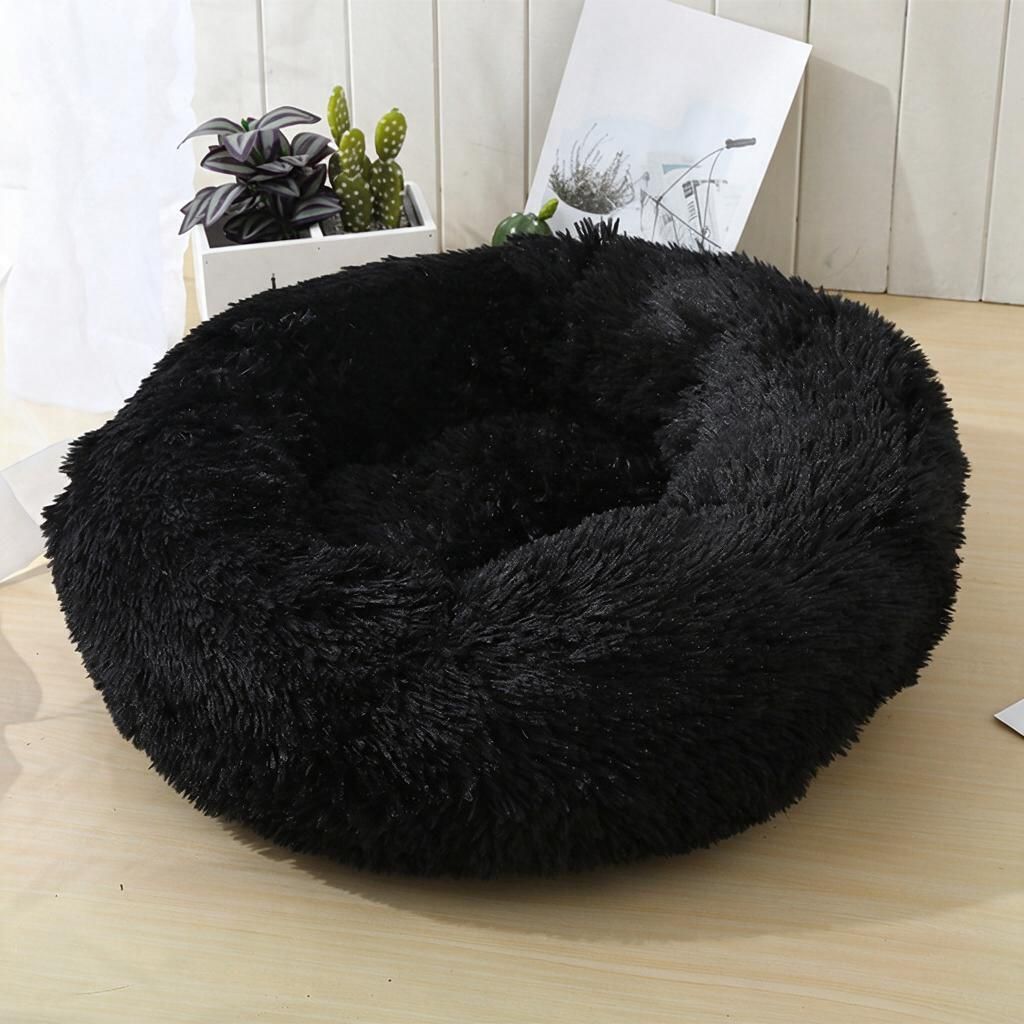 Washable Deep-Pile Faux Fur Sleep Ring 90cm Diameter in Black