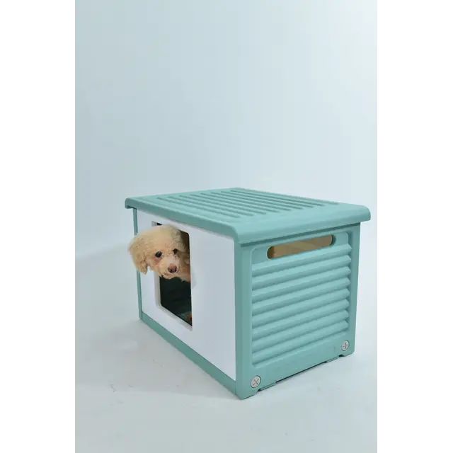 YES4PETS Small Plastic Pet Dog Puppy Cat House Kennel Green