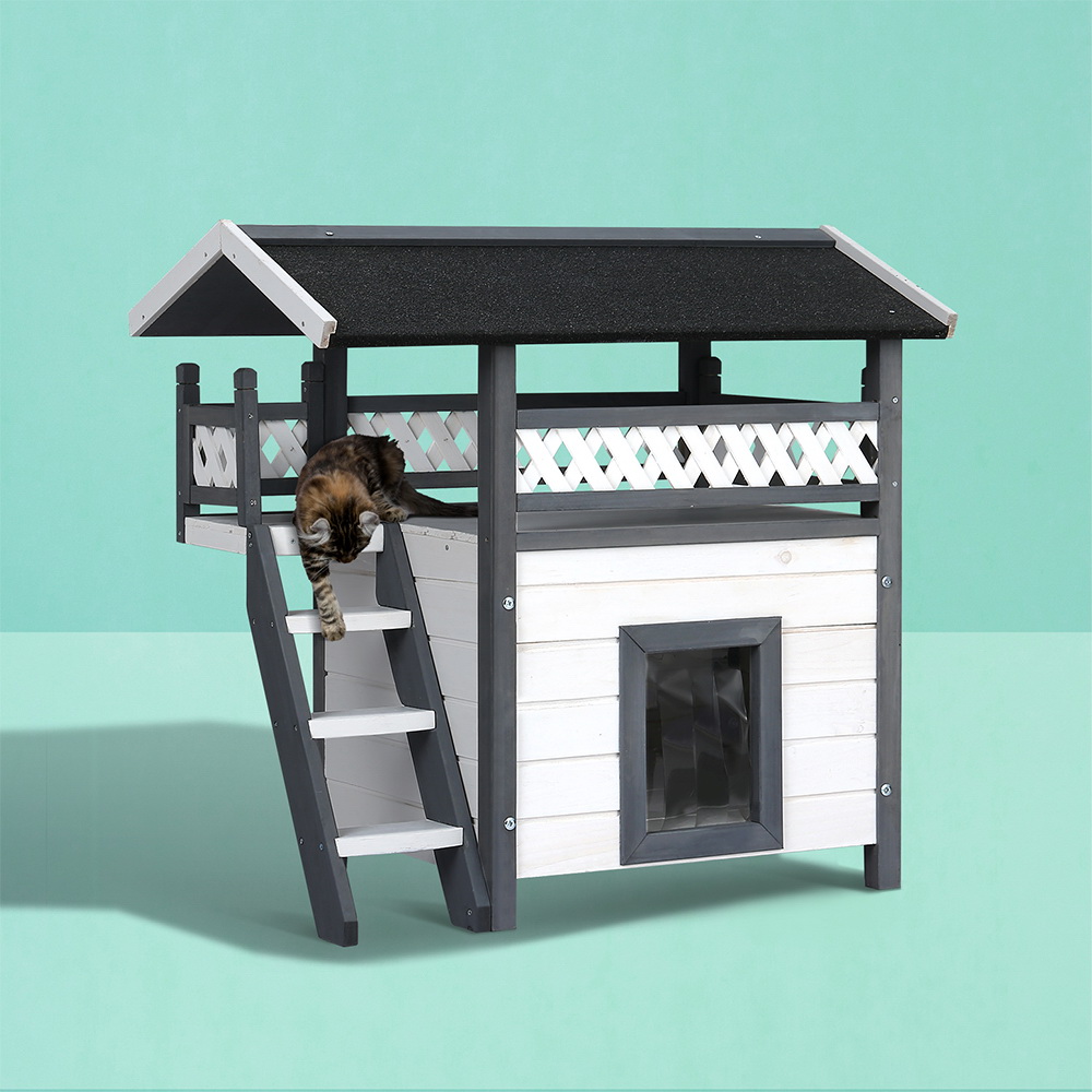 i.Pet Outdoor Cat House Shelter 77cm x 50cm x 73cm Rabbit Hutch Wooden Condo Small… image 7