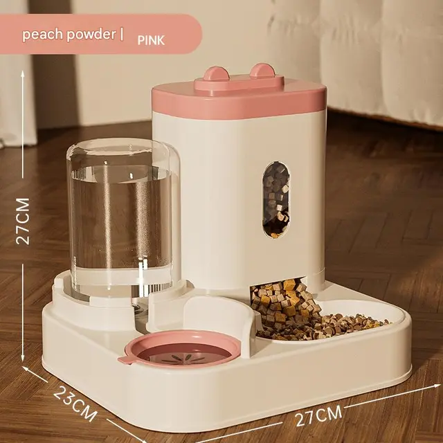 Pink Automatic Pet Feeder and Water Dispenser - Smart Dog Bowl & Cat Feeder