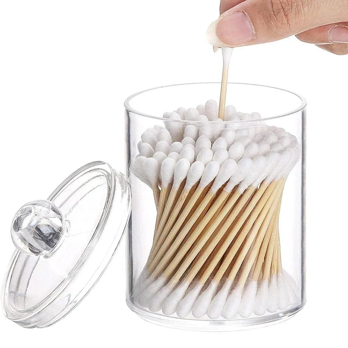 4PCS Transparent Cotton Swabs Makeup Remover Pad Storage Box Household Organizer image 12