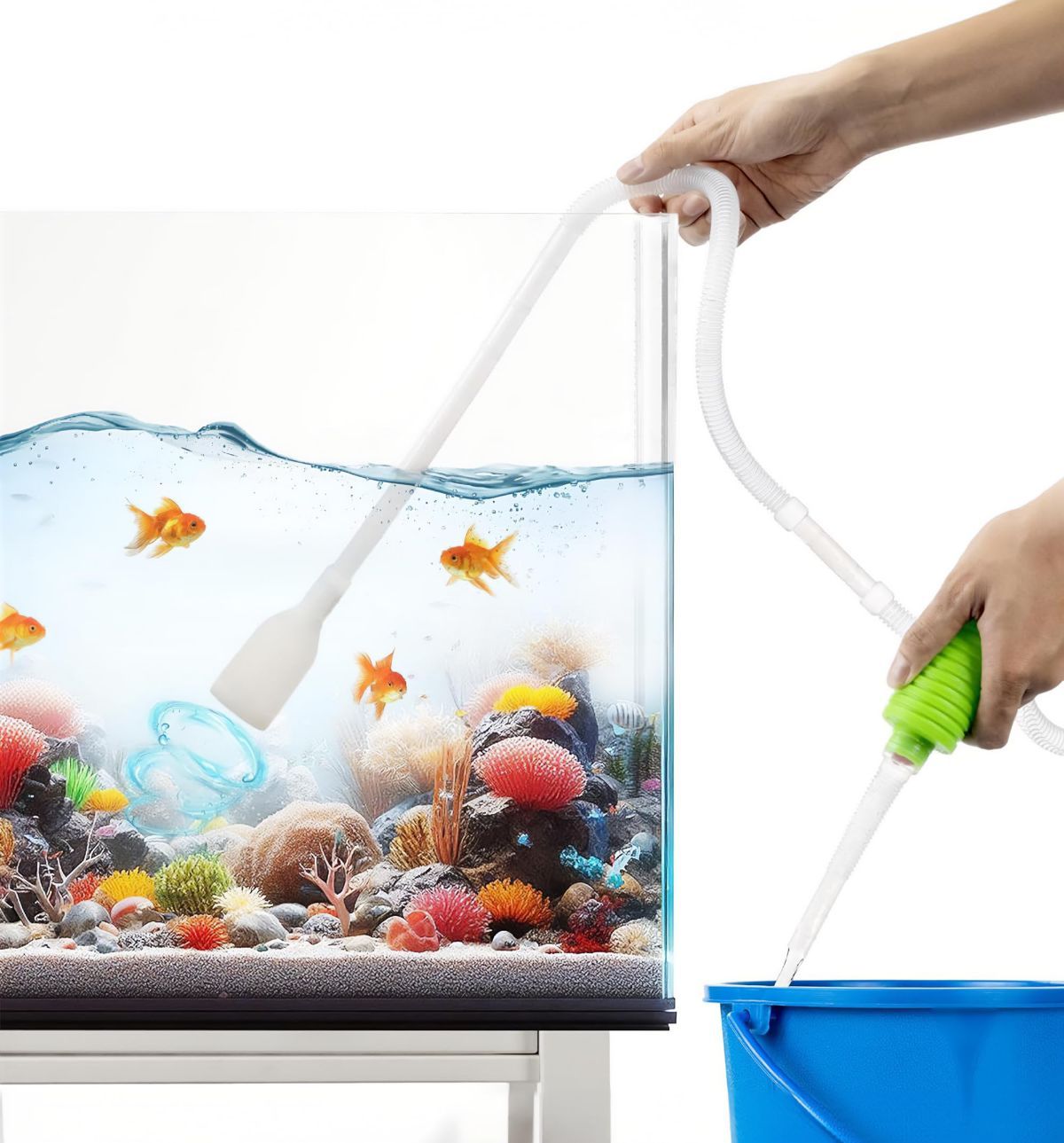 Fish Tank Cleaner - Turtle Tank Accessories - Gravel Vacuum for Aquarium - Hand Siphon…