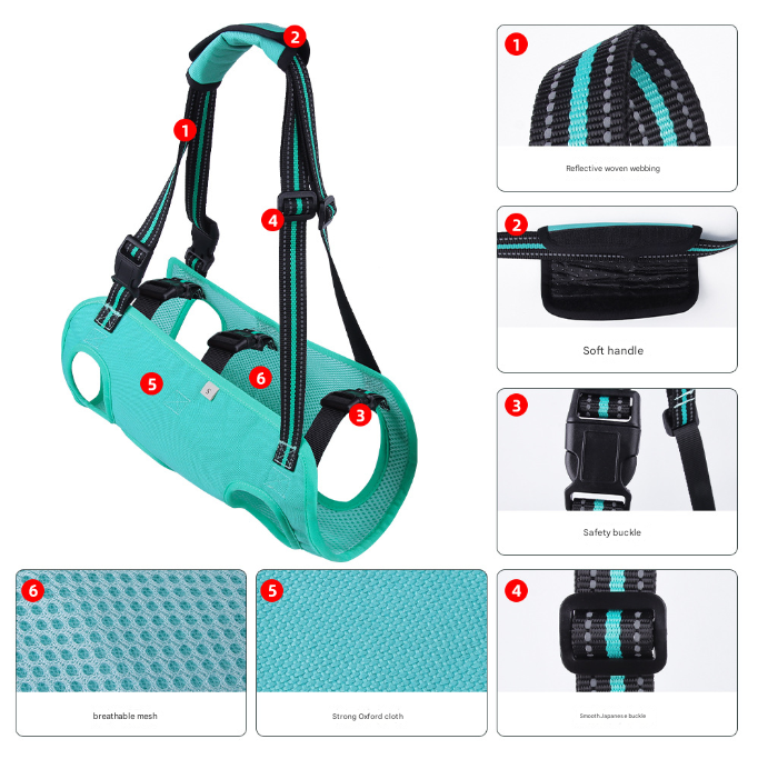 Black Pet Support Harness for Senior and Disabled Dogs - Adjustable Chest and Back… image 4