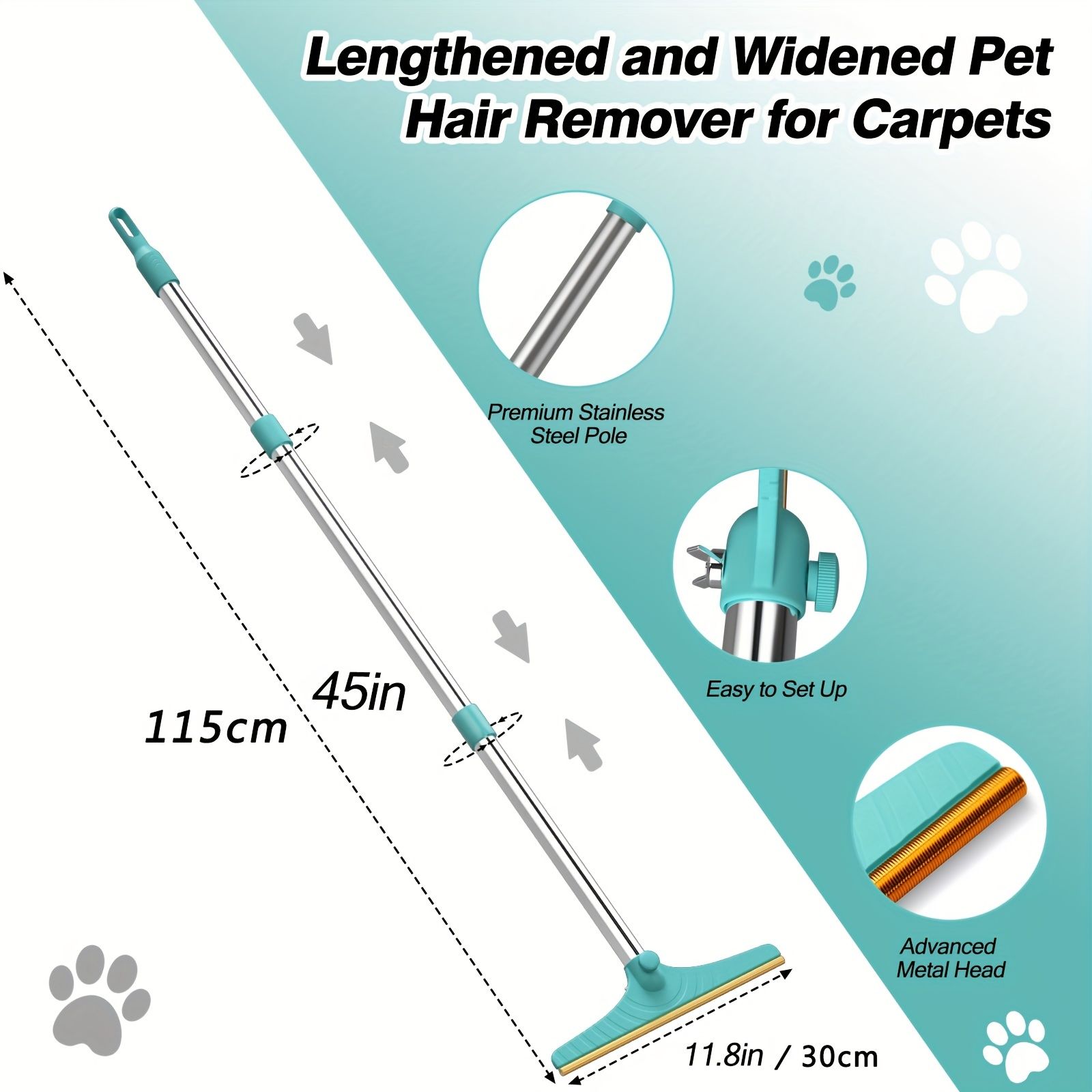 Blue Yellow pet hair remover broom image 2