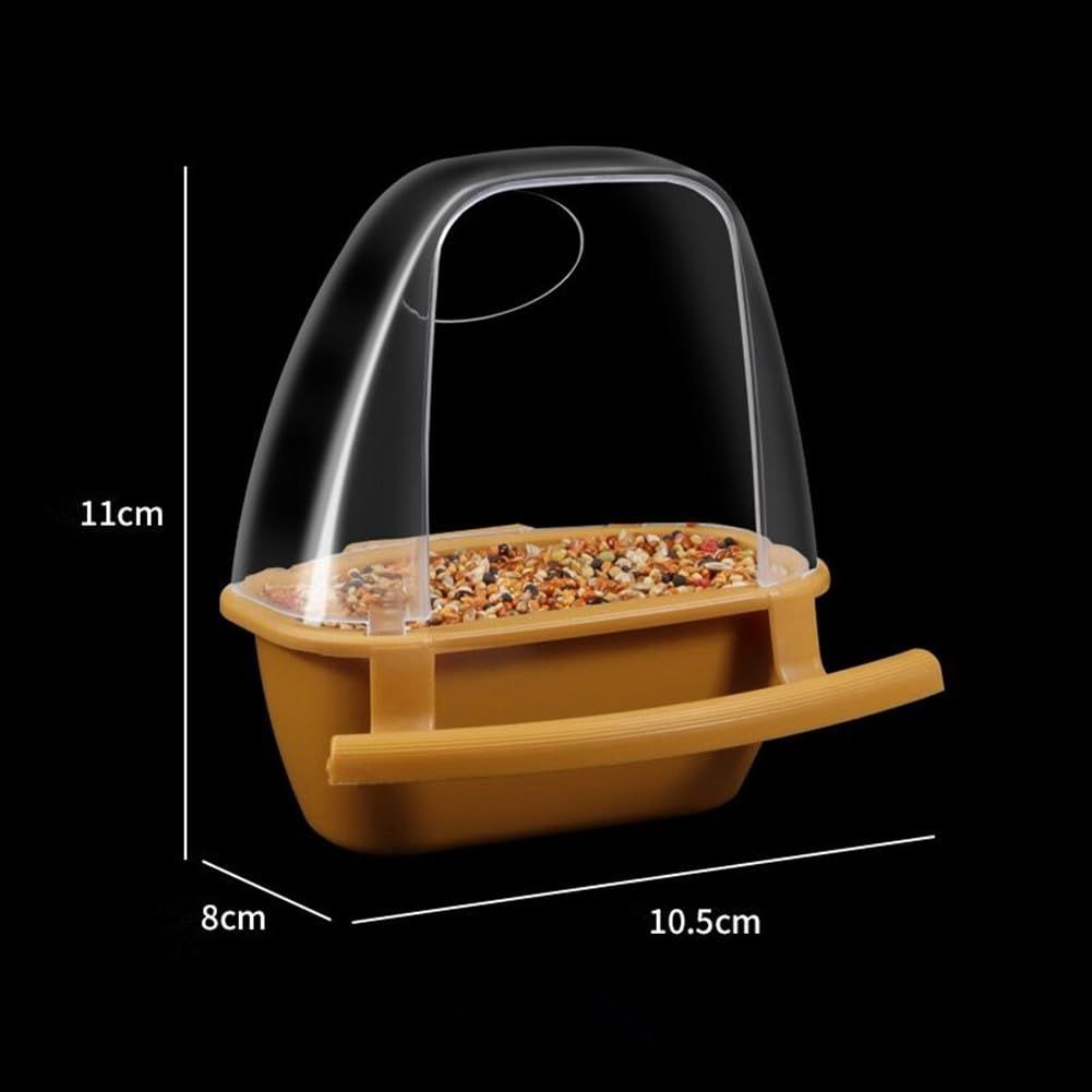 Bird Feeder Bird Cage Food Water Feeder Hanging Plastic Foods Feeding Box…, Brown image 4