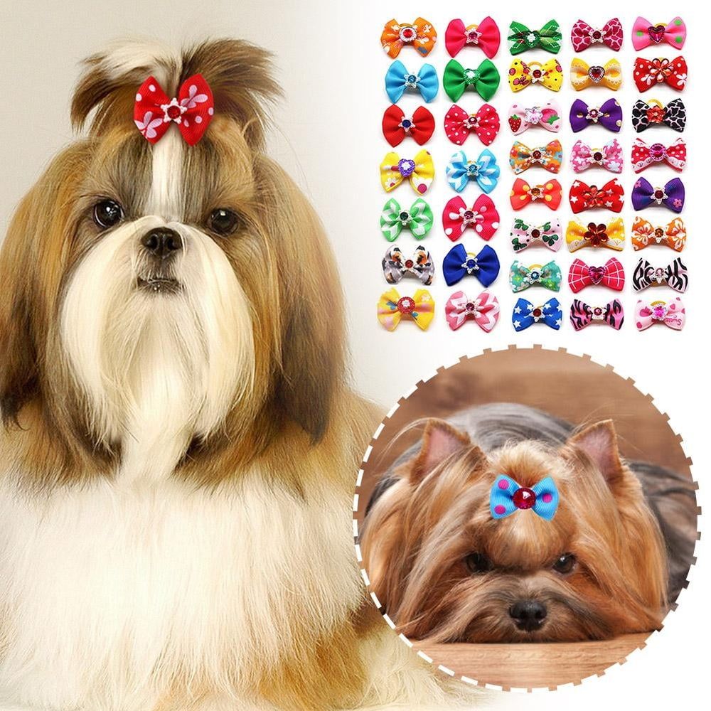 5pcs Assorted Pet Show Pet Bow Bands For Doll Dog Cat Hair Grooming Color_ A5P1 image 3