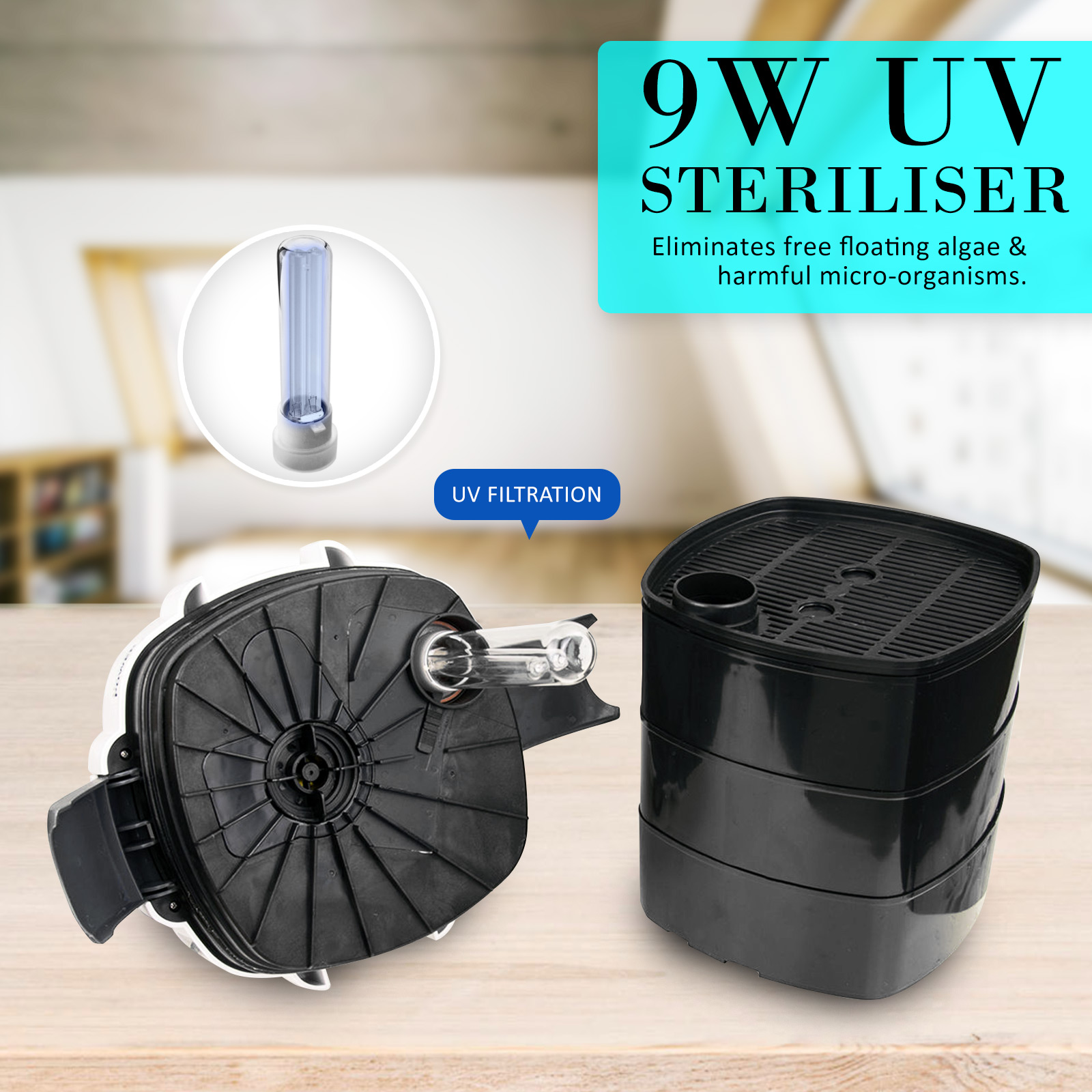 Aquarium UV Light External Canister Filter 2000L/H + Media Kit image 6