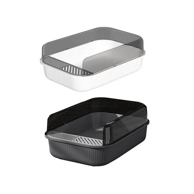 Litter Tray Box with Splash Guard and Wide Opening for Cats Open Top Design - Grey image 3