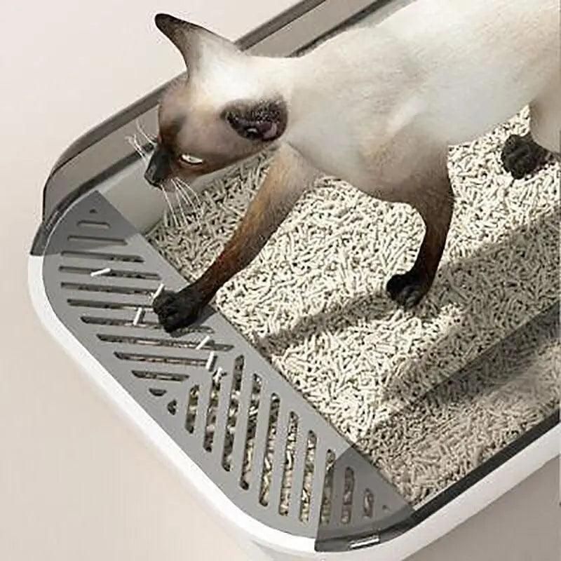 Litter Tray Box with Splash Guard and Wide Opening for Cats Open Top Design - Grey image 13