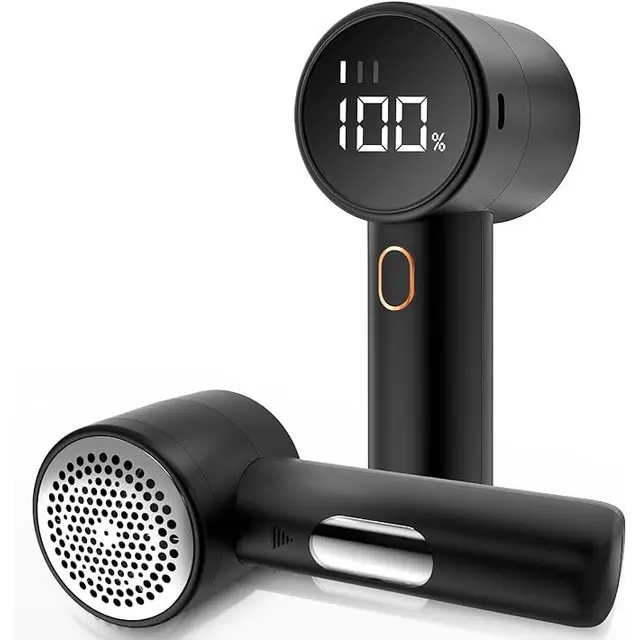 Rechargeable Electric Lint Remover with LED Display - 3 Speed Levels, Black