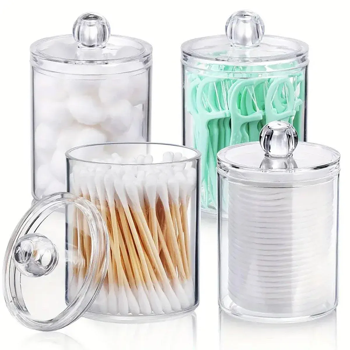 4PCS Transparent Cotton Swabs Makeup Remover Pad Storage Box Household Organizer image 14