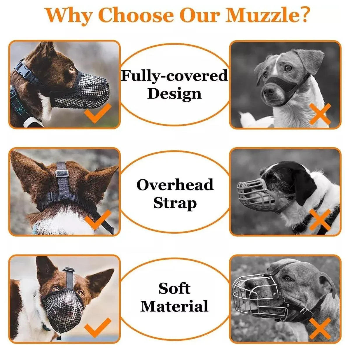2PCS Adjustable Mesh Pet Dog Muzzle Mask Mouth Cover No Bite Strap Mouth Cover - Black-M image 5