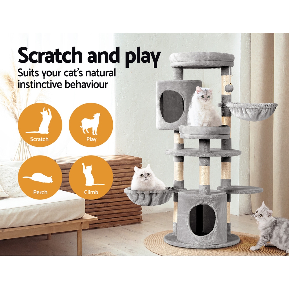 i.Pet Cat Tree 123cm Tower Scratching Post Scratcher Wood Condo House Bed Toys image 4