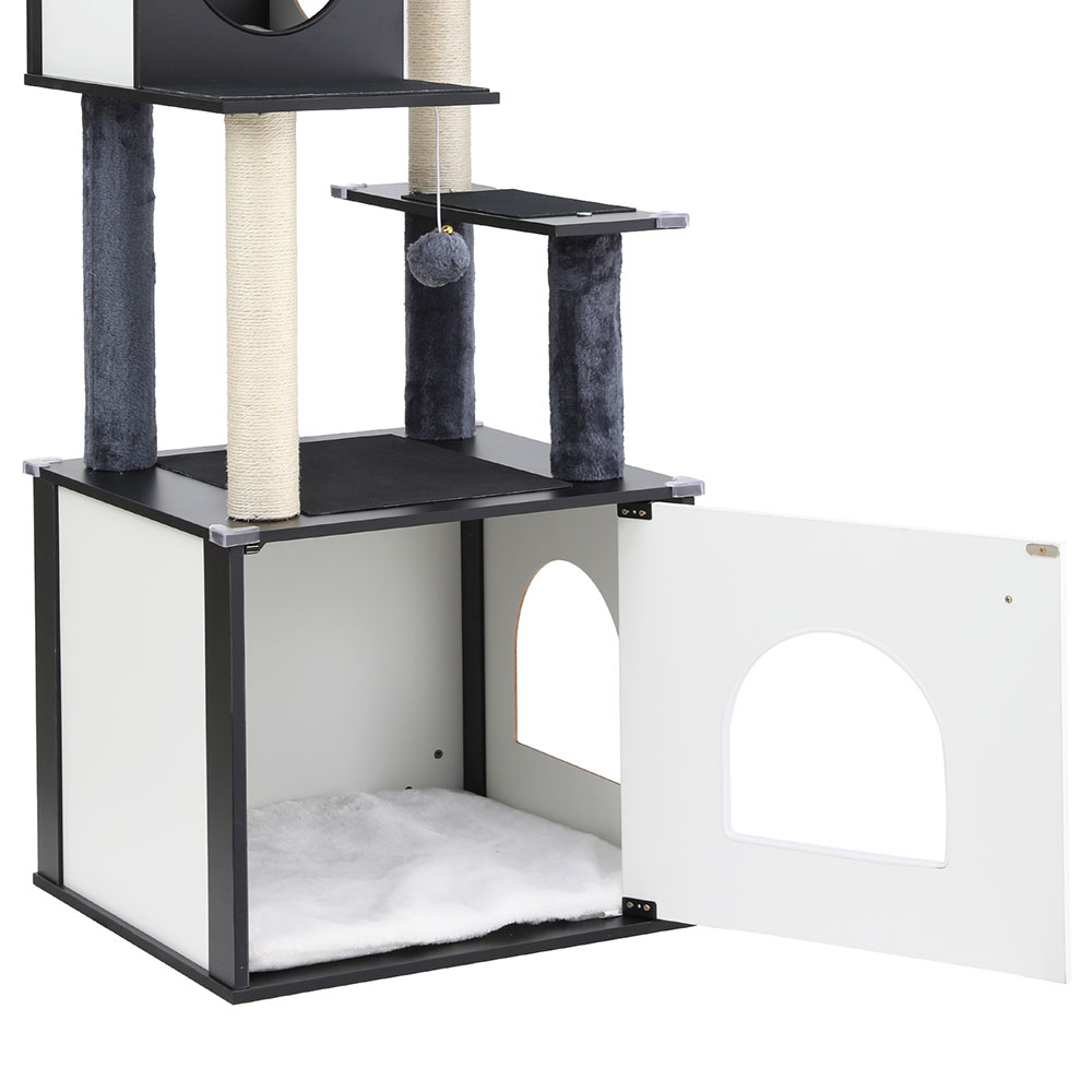 i.Pet Cat Tree Tower Scratching Post Scratcher 144cm Wood Bed Condo House Cabinet image 6