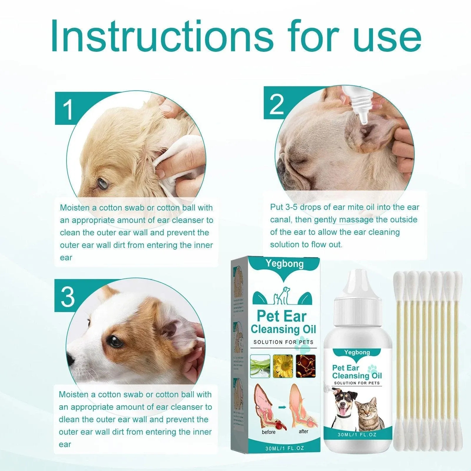 Pet Ear Cleaning Oil for Cats Dogs Deodorize Clean Ears Universal Ear Care Oil image 4