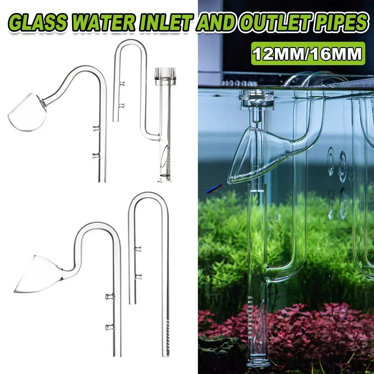Aquarium Glass Inlet Outlet Pipe Fish Tank Filter Oil Film Remover Plant Holder - Lily… image 2