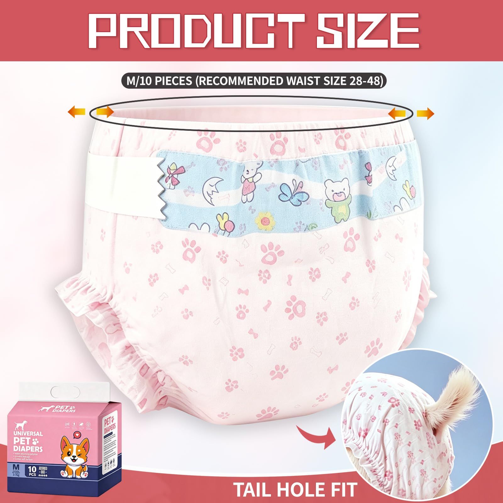 Pet Diapers for Female Dogs, Pink, XS image 6