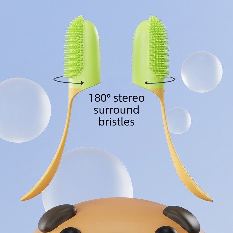 Pet Finger Toothbrush, Soft Silicone Dog and Cat Oral Cleaning Tool with Handle - White image 7