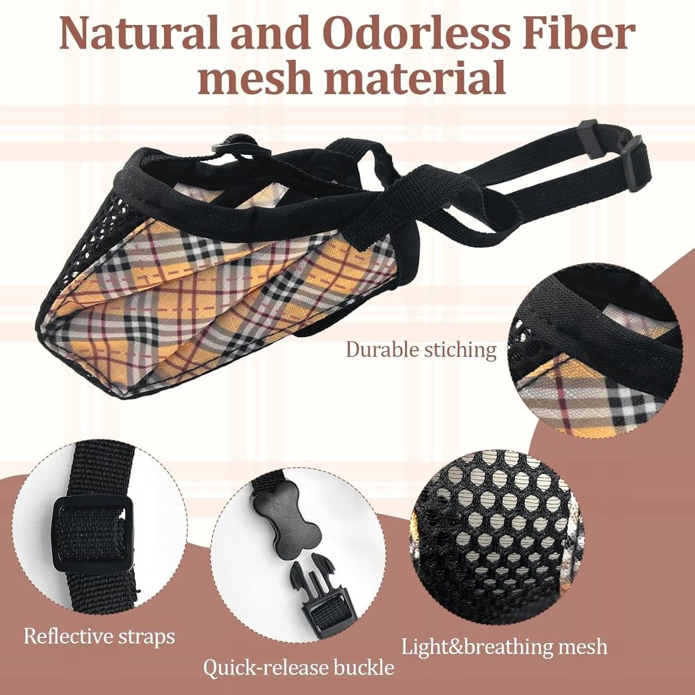 Dog Muzzle for Small Large Dogs - Soft Nylon Basket Muzzle with Adjustable Strap image 3