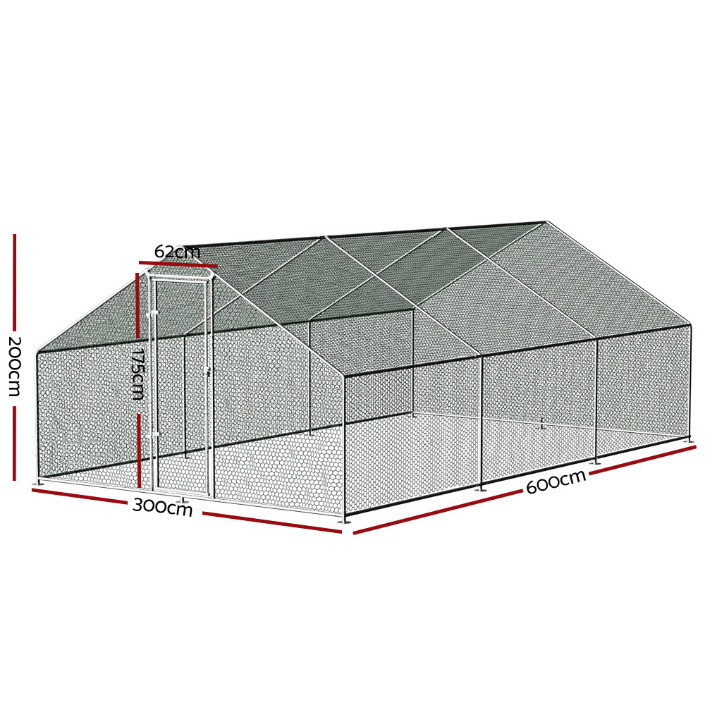 i.Pet Chicken Coop Cage 3x6x2m Galvanised Steel image 7