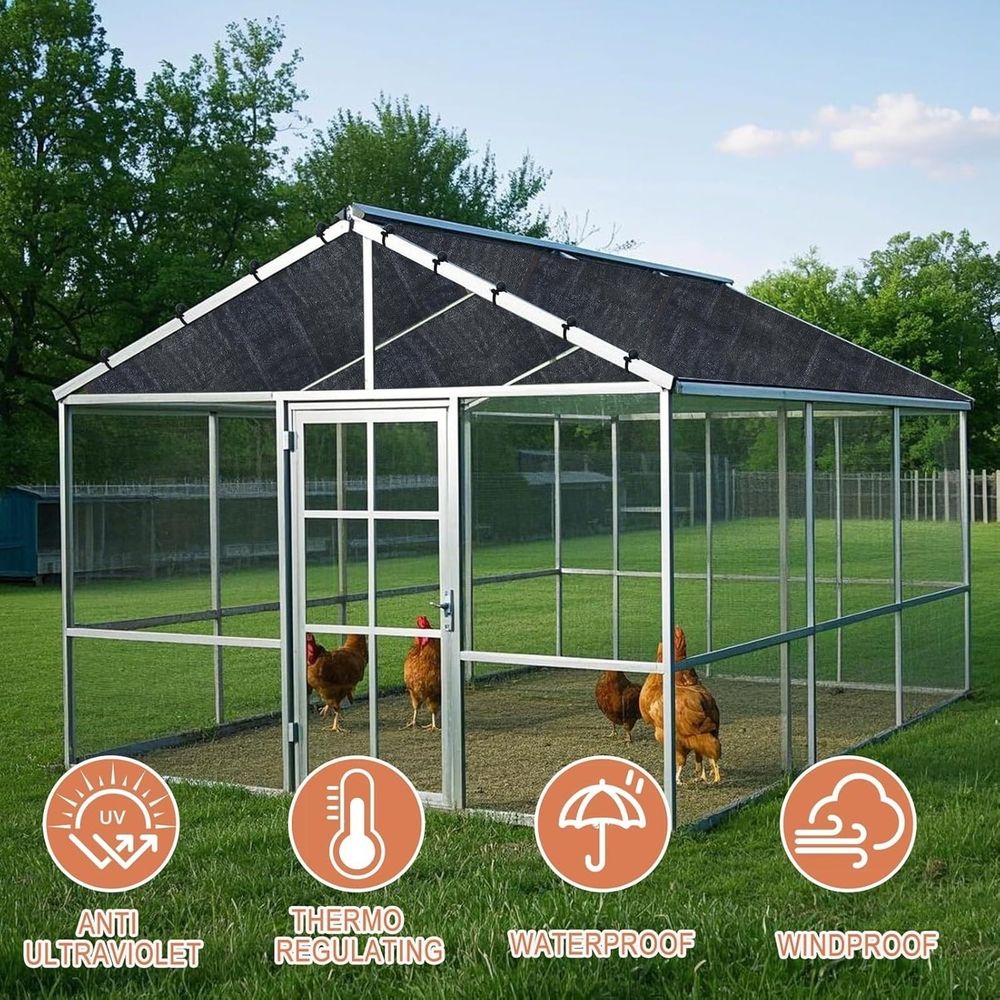 Chicken Coop Cover 90% Sunblock Shade Cloth for Poultry Cages Black Polyethylene UV… image 4