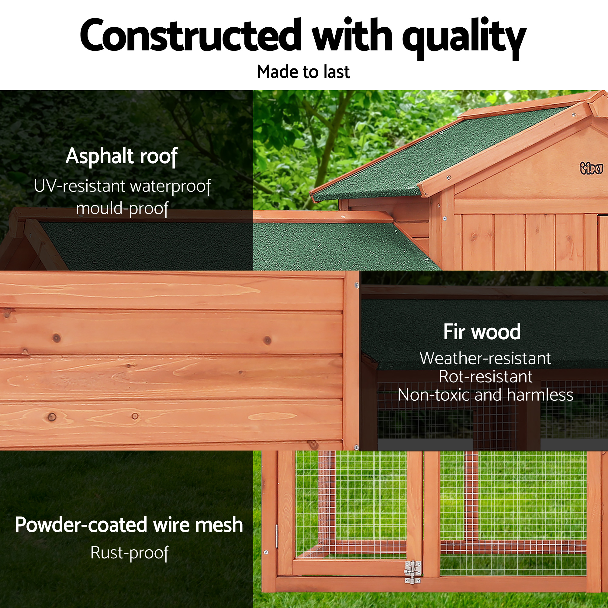 i.Pet Chicken Coop Rabbit Hutch 220cm x 44cm x 84cm Large Chicken Coop Run Wooden… image 6