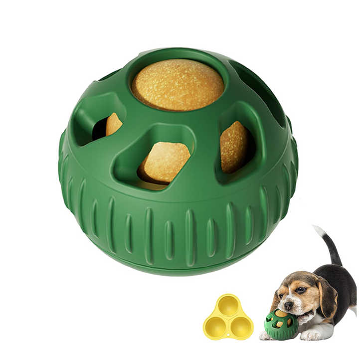 Green Ball and Yellow Mold Pet Treat Dispensing Ball and Molding Set - Silicone Dog… image 2