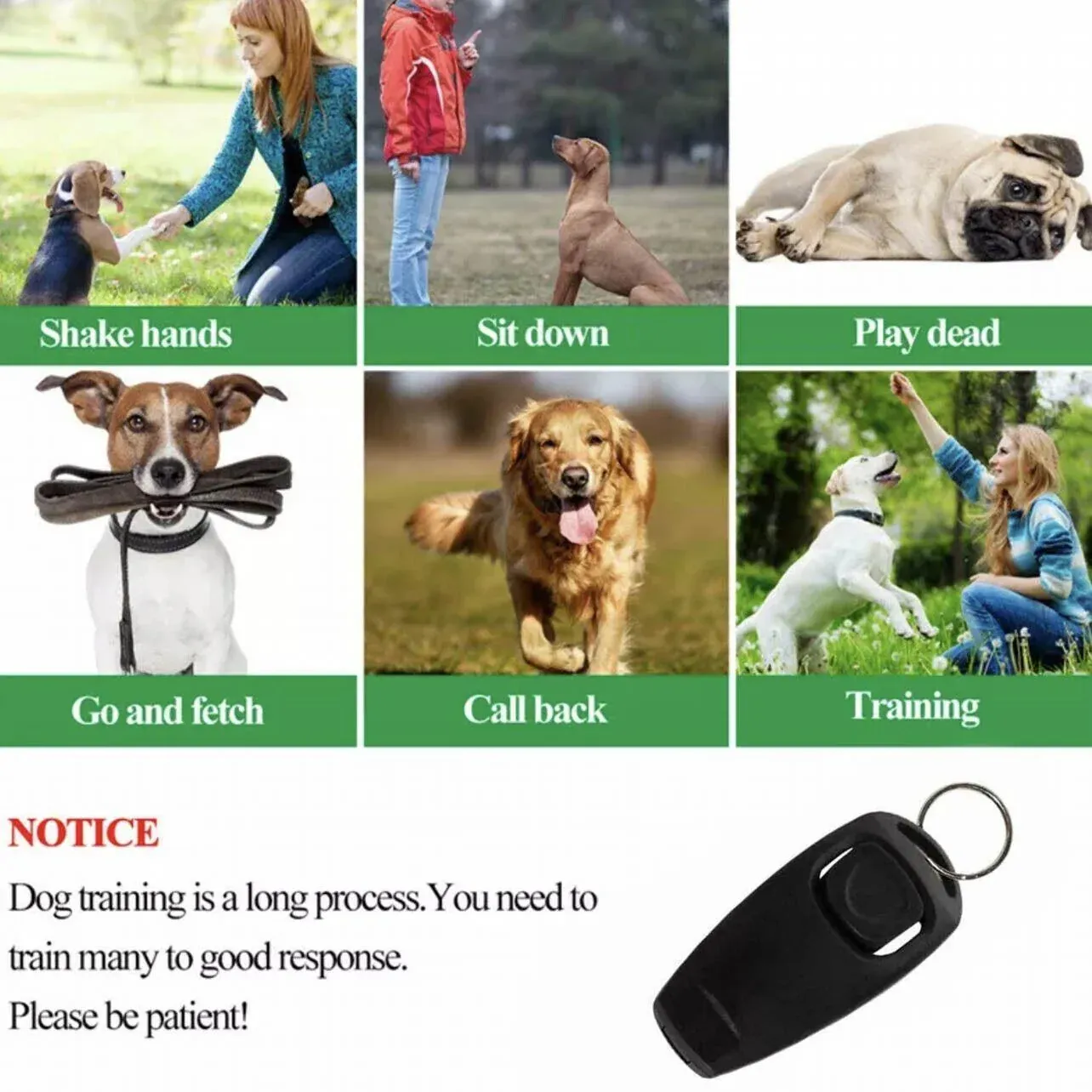 Dog Whistle and Clicker Set for Training Stop Barking Obedience Tool Combo - Blue image 9