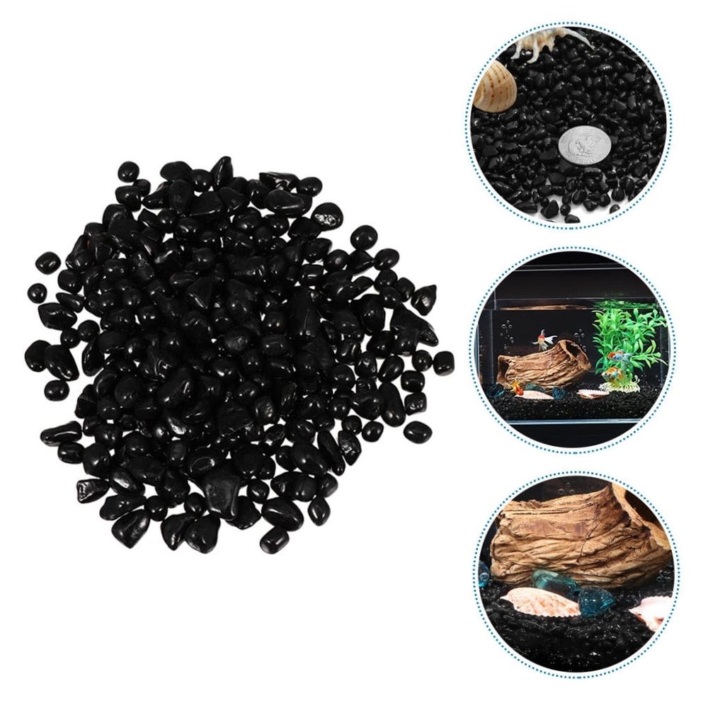 Black Glass Fish Tank Rocks Aquarium Gravel Polished Stones Durable Decorative Texture image 5