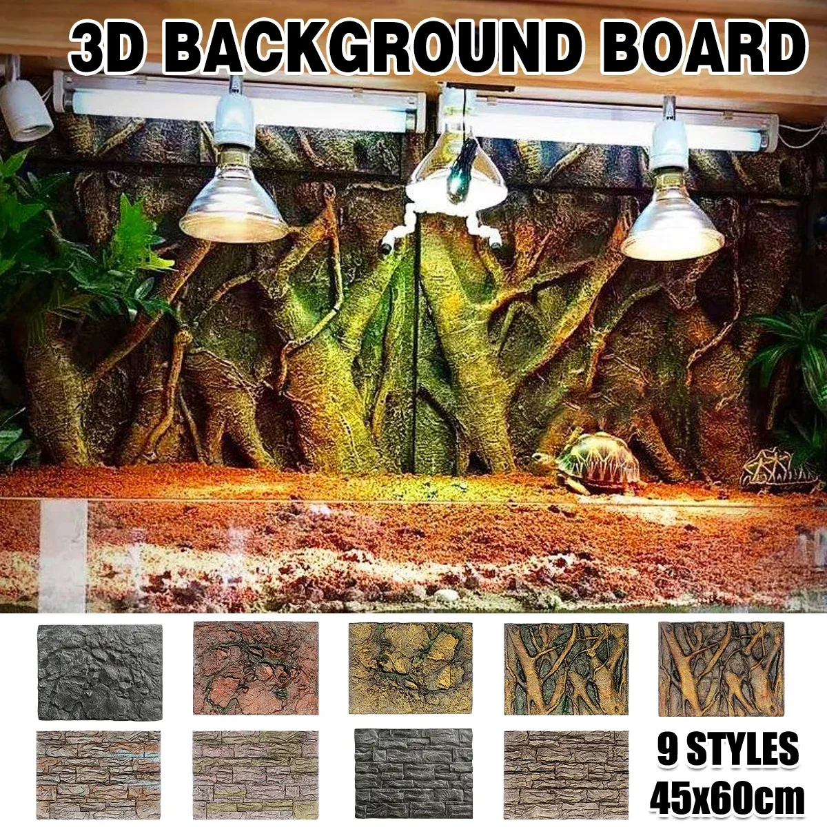 Pet Reptile Tank Board 3D Foam Backgrounds and Habitat Decoration 9 Styles - B image 2