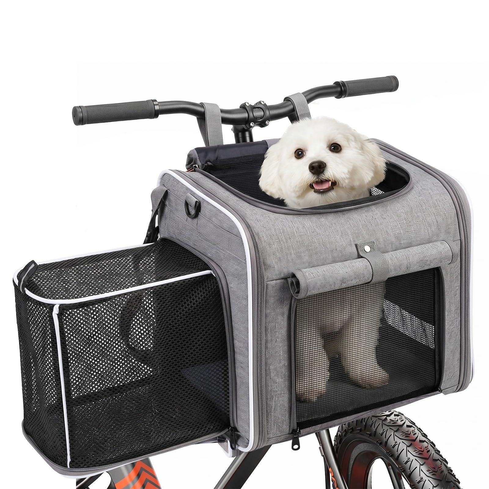 Dog Bike Basket Pet Carrier Backpack 3-in-1, Blue image 9