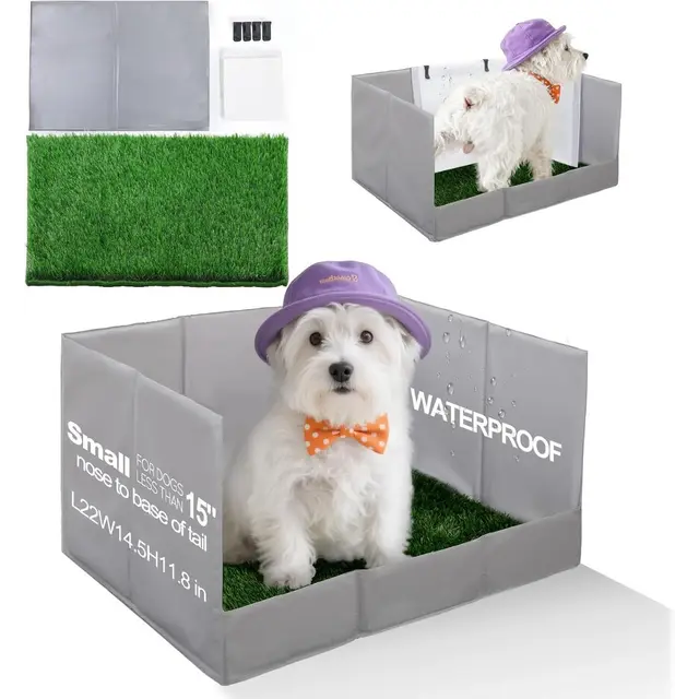 Dog Grass Pad with Tray Foldable Litter Box High Wall, Small