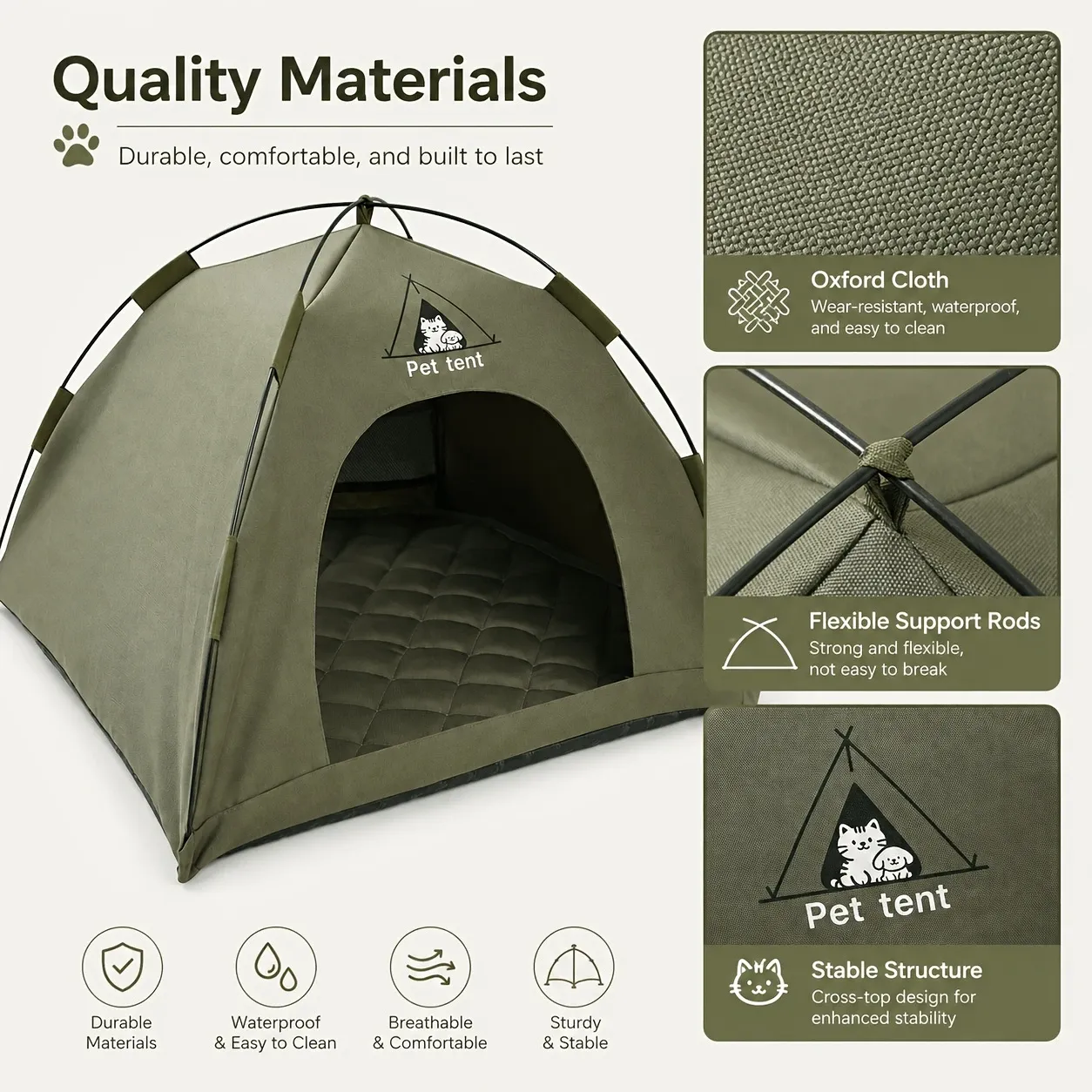 【Portable Foldable Pet Tent】Made of wear-resistant & water-resistant…, Grey, XL/Small image 4