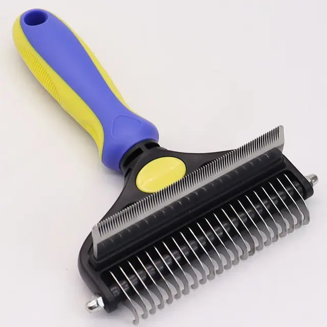 Pet Hair Remover Brush Double-Sided Pet Brush Pet Grooming Tool…, Royal Blue, Large
